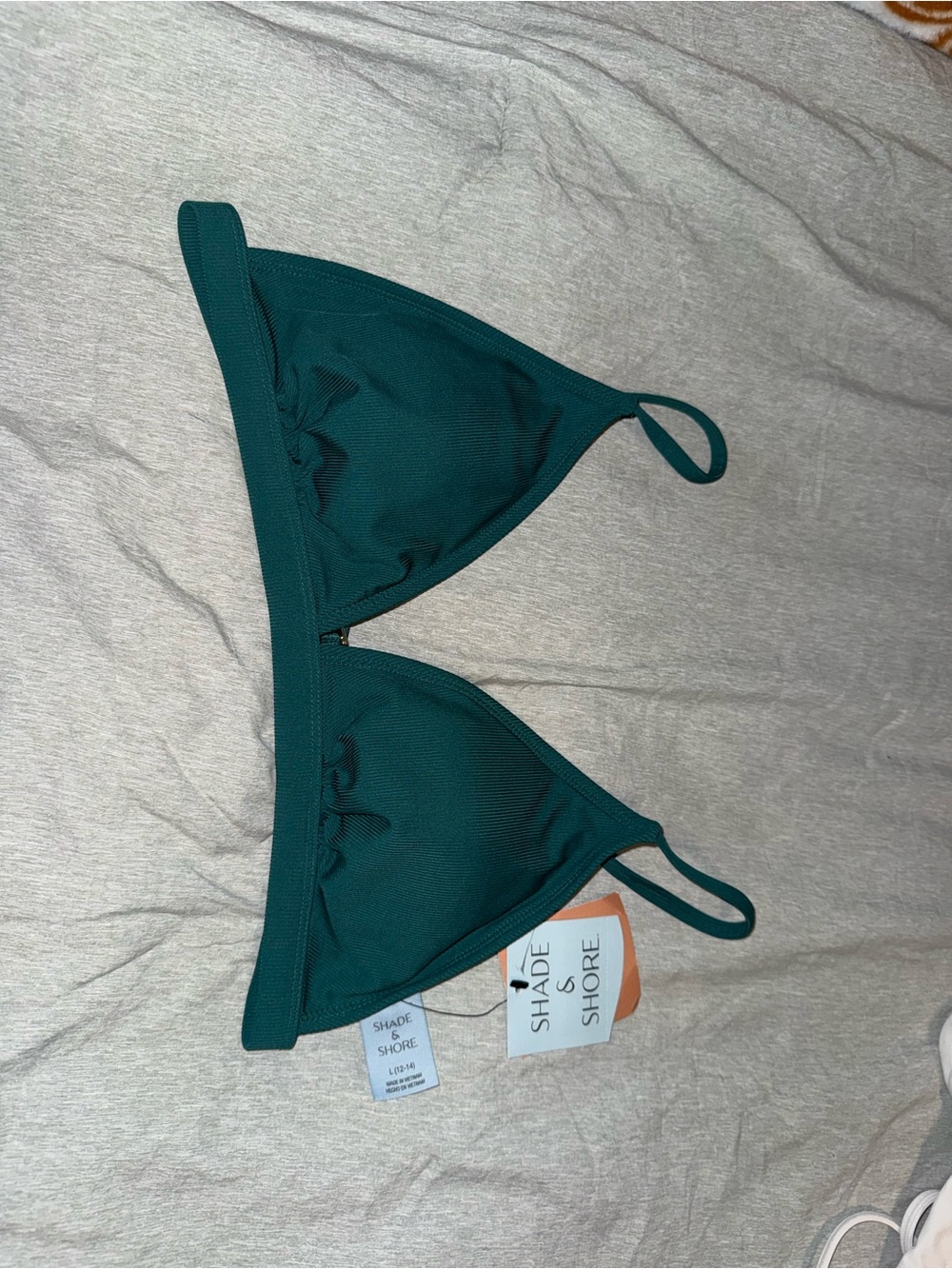 Shade & Shore Emerald Green Triangle Bikini Top Size L